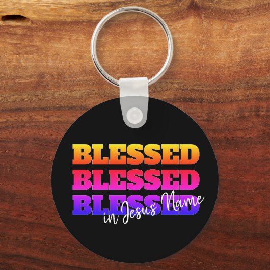 Kleurrijke aangepaste BLESSED Sleutelhanger (Voorkant)