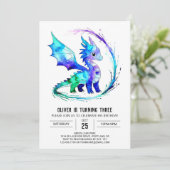 Kleurrijke aangepaste draak digitale jongen verjaa kaart (Staand voorkant)