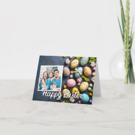 Kleurrijke Aangepaste Easter Eggs Fotosjabloon Feestdagen Kaart