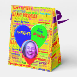 Kleurrijke aangepaste foto en naam gelukkige verja bedankdoosjes