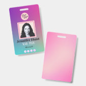 Kleurrijke aangepaste foto stijlvol minimalistisch badge (Voor- en achterkant)