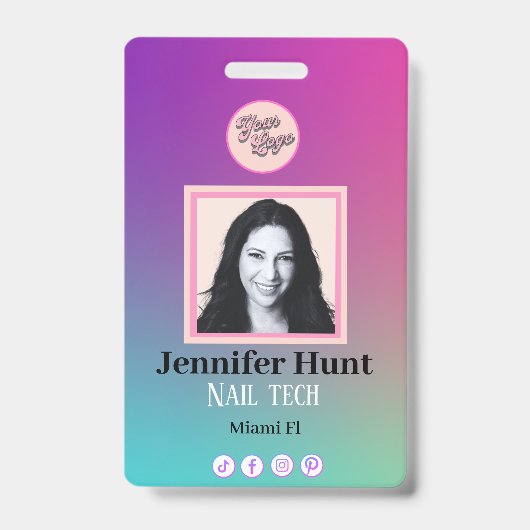 Kleurrijke aangepaste foto stijlvol minimalistisch badge (Voorzijde)