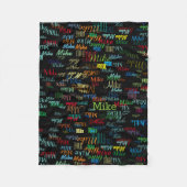 Kleurrijke aangepaste namen op zwart fleece deken (Voorkant)