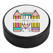 Kleurrijke aangepaste potlood leraar hockey puck (3/4)
