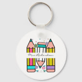 Kleurrijke aangepaste potlood leraar sleutelhanger (Voorkant)