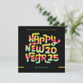Kleurrijke aangepaste tekst Gelukkig Nieuwjaar 202 Feestdagenkaart (Staand voorkant)