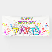 Kleurrijke aangepaste verjaardagsfeest spandoek (Horizontaal)