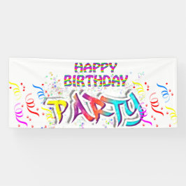 Kleurrijke aangepaste verjaardagsfeest spandoek