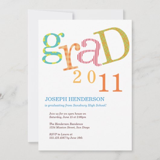 Kleurrijke aankondiging van afstuderen van opwindi (Voorkant)