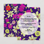 Kleurrijke, aanpasbare florale Kaart Uitnodiging (Voorkant / Achterkant)