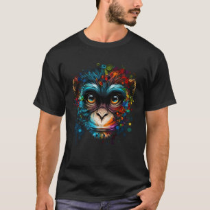 Kleurrijke Aap Gezicht Schattig Dier Monkies Schil T-shirt