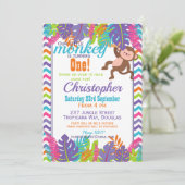 Kleurrijke aap verjaardagsfeestje kaart (Staand voorkant)