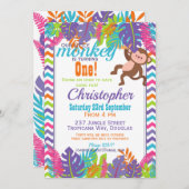 Kleurrijke aap verjaardagsfeestje kaart (Voorkant / Achterkant)