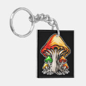 Kleurrijke aardachtige psychedelische paddenstoelk sleutelhanger (Voorkant Links)