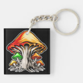 Kleurrijke aardachtige psychedelische paddenstoelk sleutelhanger (Achterkant)