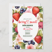 Kleurrijke aardbei baby shower bes kaart (Voorkant)