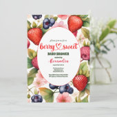 Kleurrijke aardbei baby shower bes kaart (Staand voorkant)