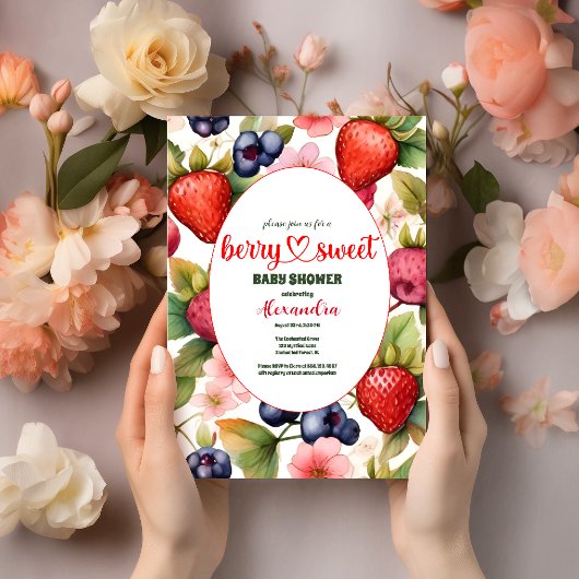 Kleurrijke aardbei baby shower bes kaart