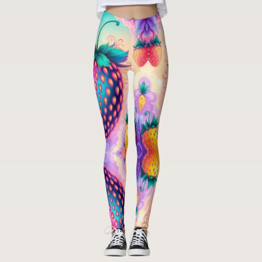 Kleurrijke aardbei leggings (Voorkant)