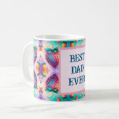 Kleurrijke aardbei met beste vader ooit koffiemok (Voorkant links)