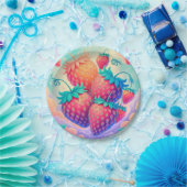 Kleurrijke aardbei papieren bordje (Feest)