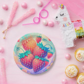 Kleurrijke aardbei papieren bordje (Feest)