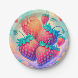 Kleurrijke aardbei papieren bordje