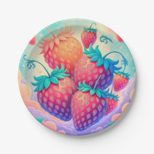 Kleurrijke aardbei papieren bordje (Voorkant)