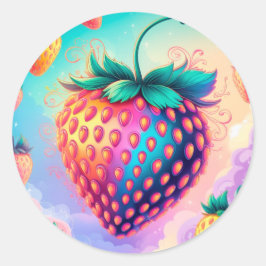 Kleurrijke aardbei voor de zomer ronde sticker