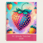 Kleurrijke aardbei voor leerkracht 1e klas 2025 planner (Voorkant)