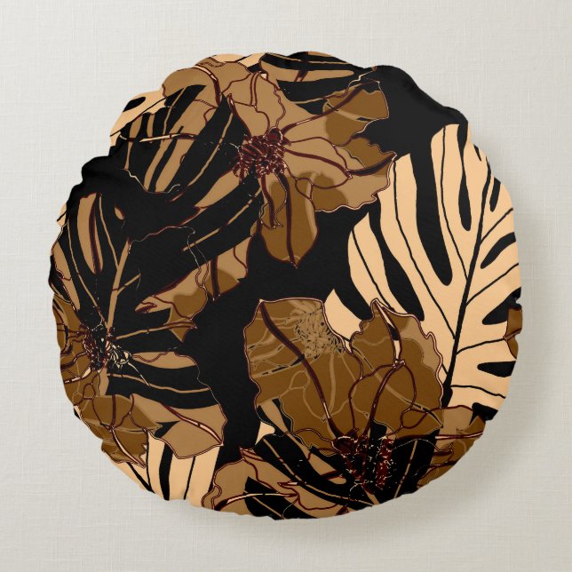 Kleurrijke aardbei: Waterverf roze erwten Rond Kussen (Voorkant)