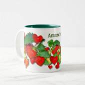 Kleurrijke aardbeien, aanpasbaar tweekleurige koffiemok (Voorkant links)