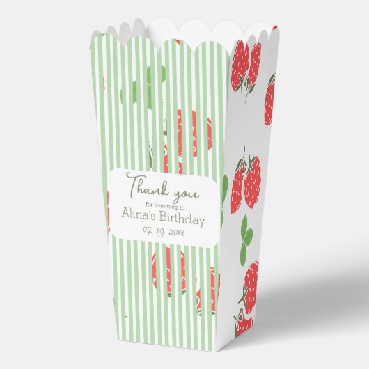 Kleurrijke aardbeien en groene strepen Verjaardag Bedankdoosjes (Voorkant)