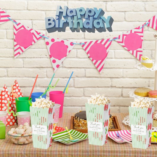 Kleurrijke aardbeien en groene strepen Verjaardag Bedankdoosjes