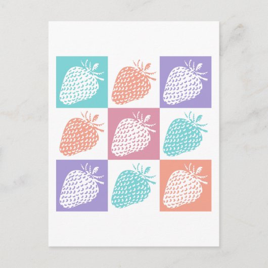 Kleurrijke Aardbeien Zomer Briefkaart (Voorkant)