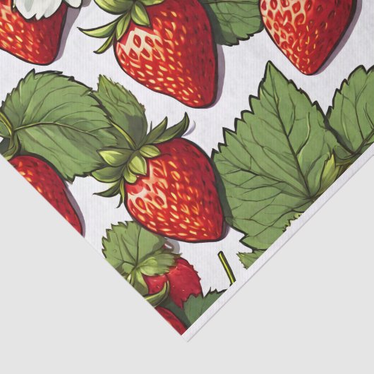 Kleurrijke aardbeienvruchten, bloemen en bladeren tissuepapier (Detail)