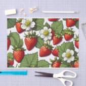 Kleurrijke aardbeienvruchten, bloemen en bladeren tissuepapier (Craft)