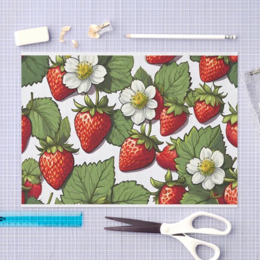 Kleurrijke aardbeienvruchten, bloemen en bladeren tissuepapier (Craft)