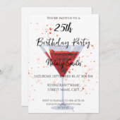 Kleurrijke aardbeimartini cocktail kaart (Voorkant / Achterkant)