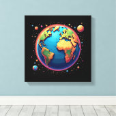 Kleurrijke aarde in de ruimte Canvas Wall Art (Insitu (Houten vloer))