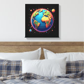 Kleurrijke aarde in de ruimte Canvas Wall Art (Insitu (Slaapkamer))