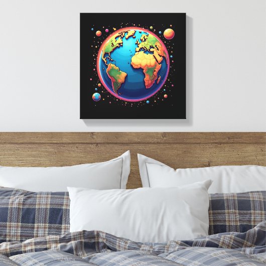 Kleurrijke aarde in de ruimte Canvas Wall Art (Insitu (Slaapkamer))