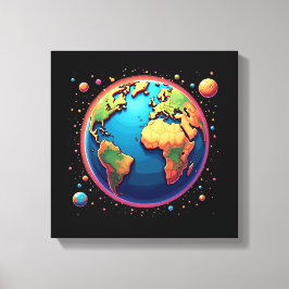 Kleurrijke aarde in de ruimte Canvas Wall Art