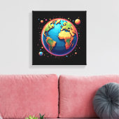 Kleurrijke aarde in de ruimte Canvas Wall Art Afdruk (Insitu (Woonkamer))