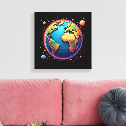 Kleurrijke aarde in de ruimte Canvas Wall Art Afdruk (Insitu (Woonkamer))