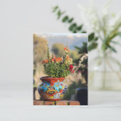 Kleurrijke aardewerk met bloemen [stille levensduu briefkaart (Staand voorkant)