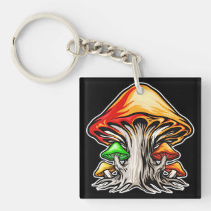 Kleurrijke Aardse Psychedelische Paddenstoelen Kun Sleutelhanger
