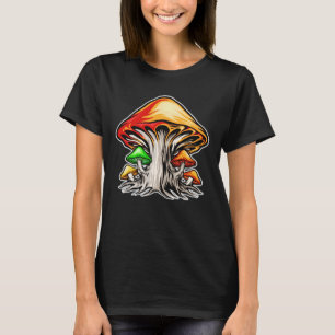 Kleurrijke aardse psychedelische paddestoel kunst t-shirt