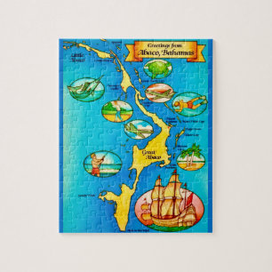 Kleurrijke Abacos eilanden kaart Legpuzzel