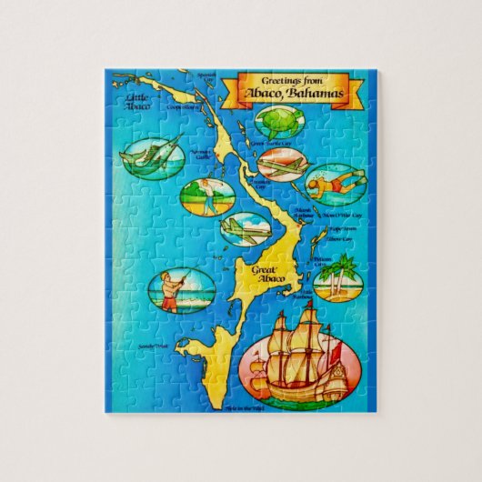 Kleurrijke Abacos eilanden kaart Legpuzzel (Verticaal)